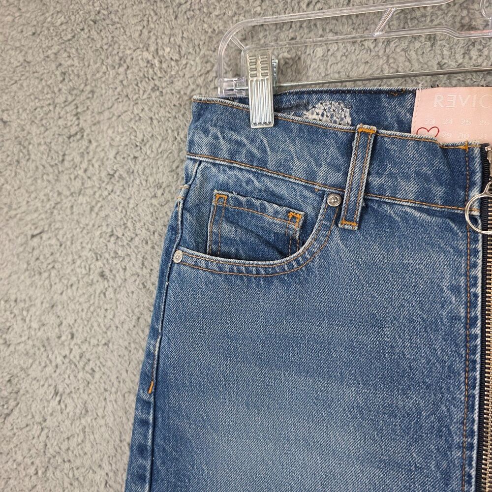 Revice Denim Jeans Yin Yang Crops Size 28 Tokyo Wash Two Tone Blue Zip Detail - Picture 2 of 15